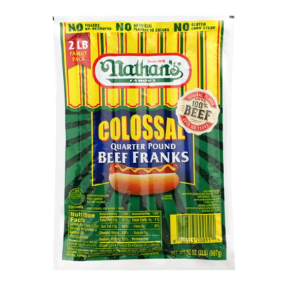 Nathan's® Famous Colossal Quarter Pound Beef Franks, 32 oz