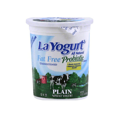 La Yogurt Fat Free Probiotic Plain Yogurt , 32 oz x 8
