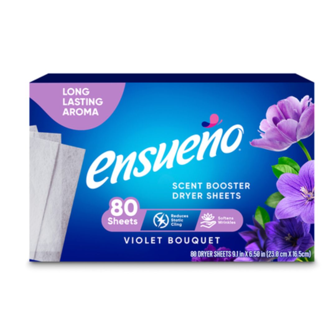 Ensueño Dryer Sheets, Scent Booster, Violet Bouquet 80ct / 6