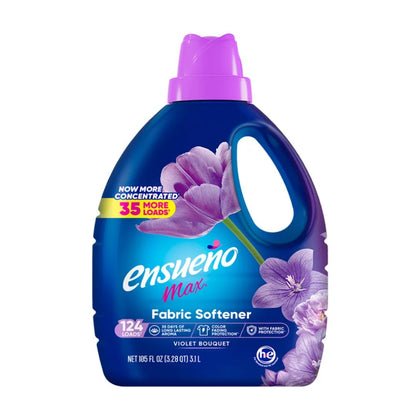 Ensueno Max Liquid Fabric Softener - Violet Bouquet, 124 Loads, 105 oz