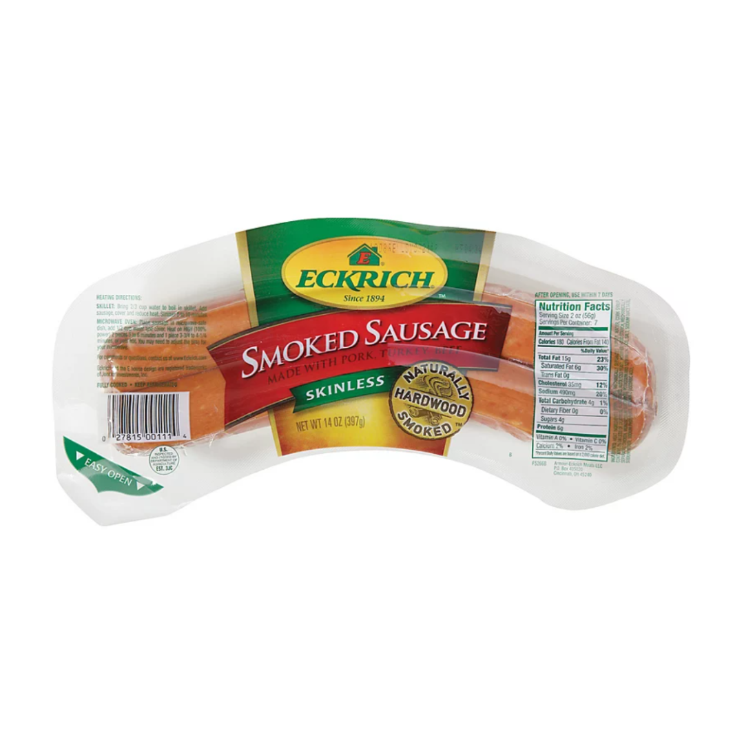 ECKRICH SKINLESS SMOKED SAUSAGE 12 / 14OZ