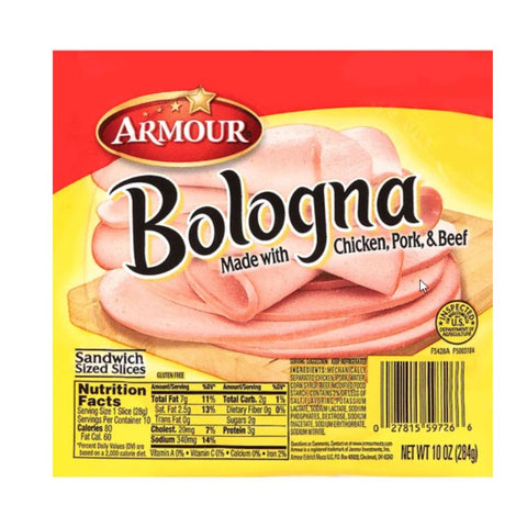 ARMOUR BOLOGNA CHICKEN SLICED 10OZ x 12