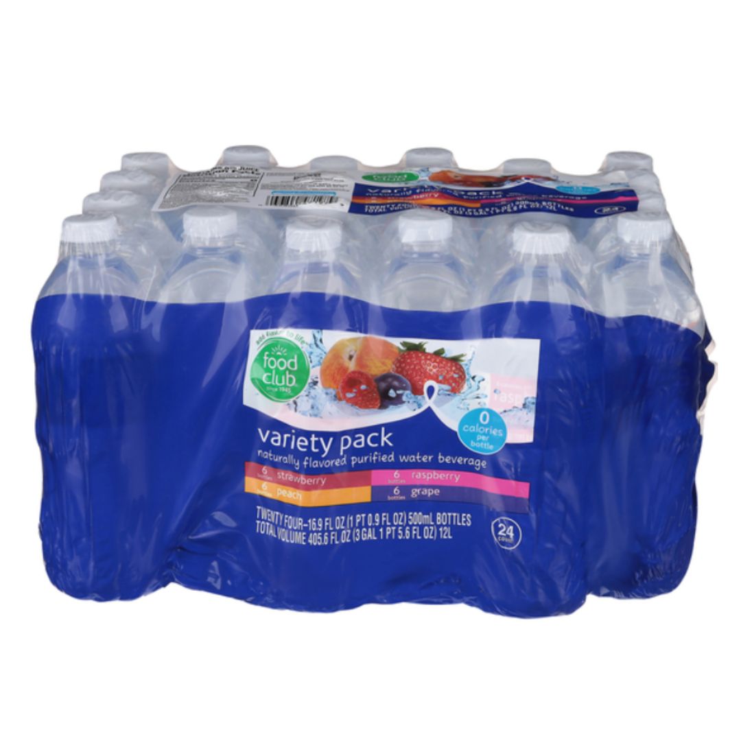 Food Club Purified Water Beverage Variety Pack 24 - 16.9 fl oz Bottles