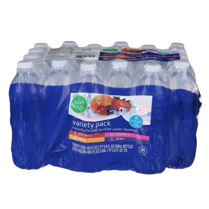 Food Club Purified Water Beverage Variety Pack 24 - 16.9 fl oz Bottles