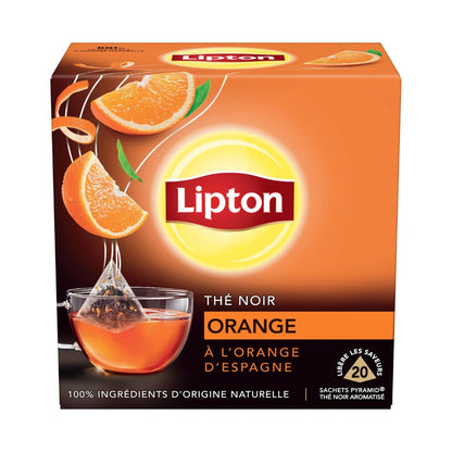 LIPTON THÉ NOIR ORANGE, À L'ORANGE D'ESPAGNE 20 SACHETS