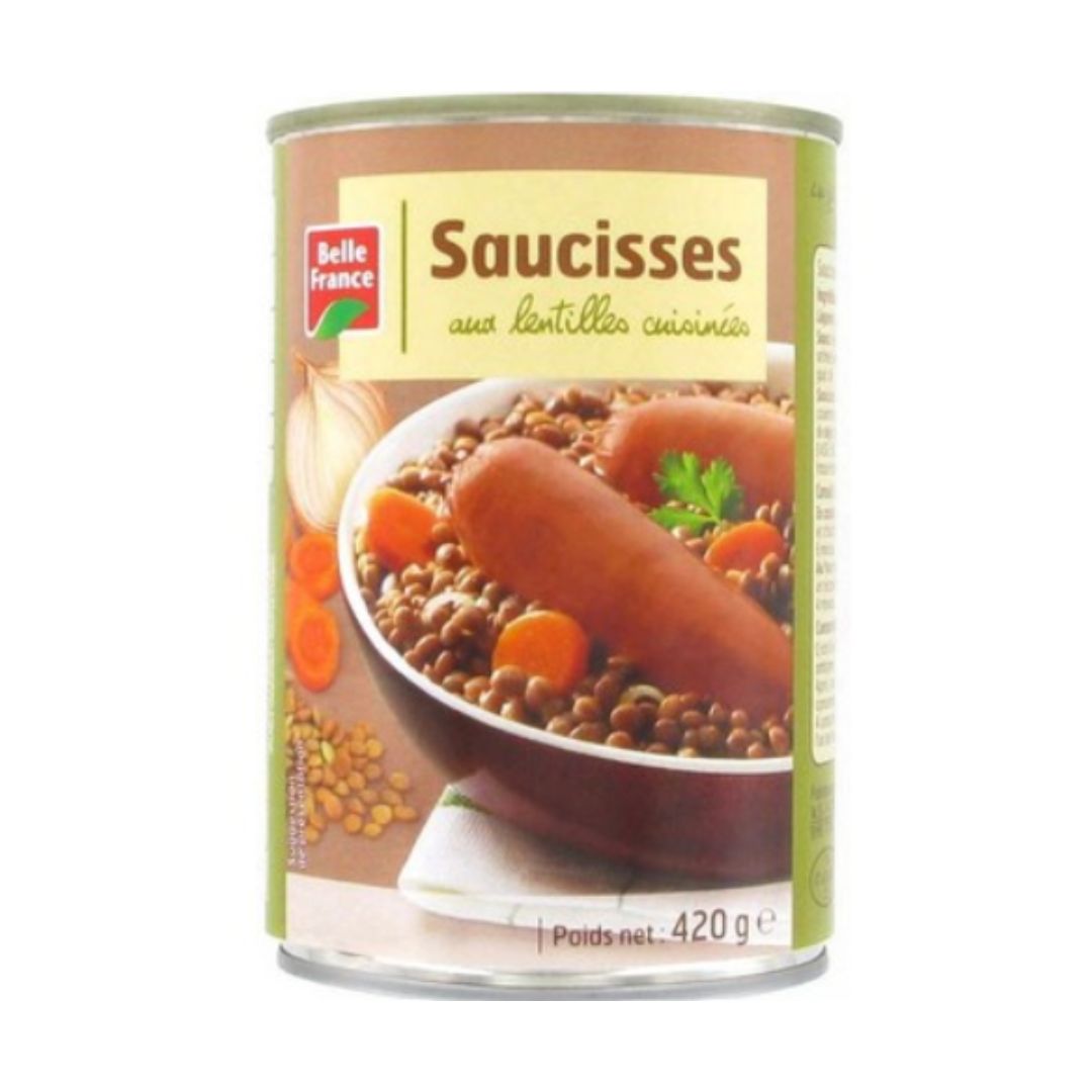 Sausage with Cooked Lentils Belle France Can 420g