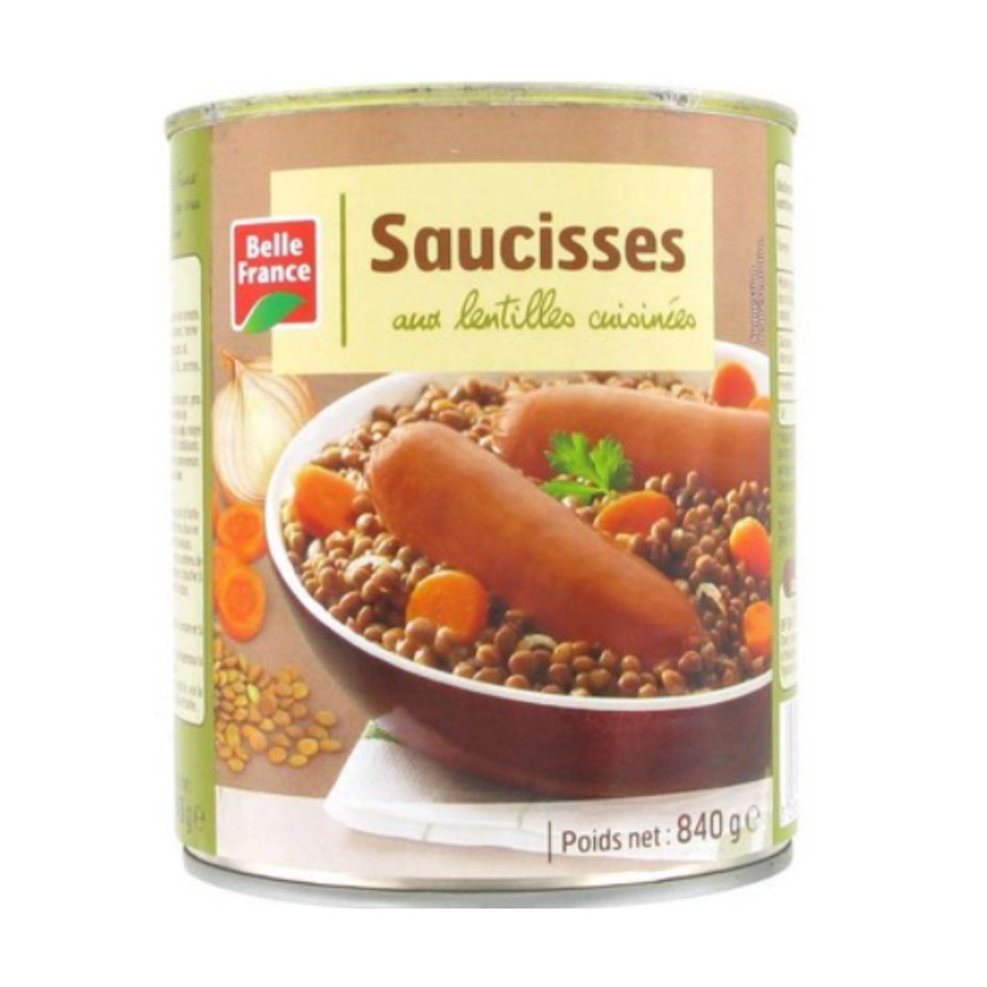 Cooked Sausage with Lentils Belle France Can 840g