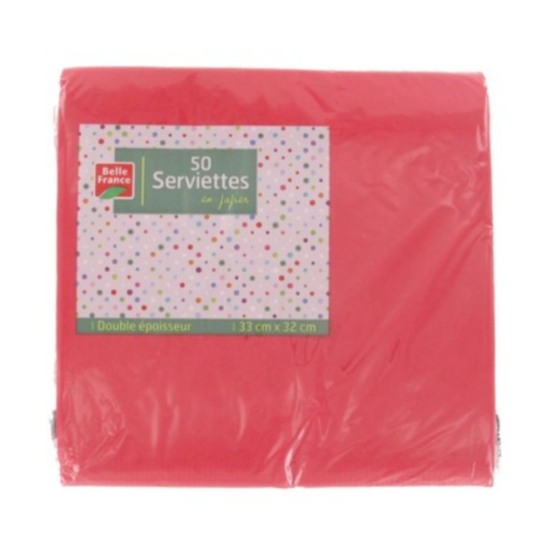 50 Red 2-Ply Napkins 33x33cm