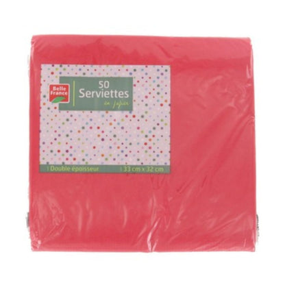 50 Red 2-Ply Napkins 33x33cm