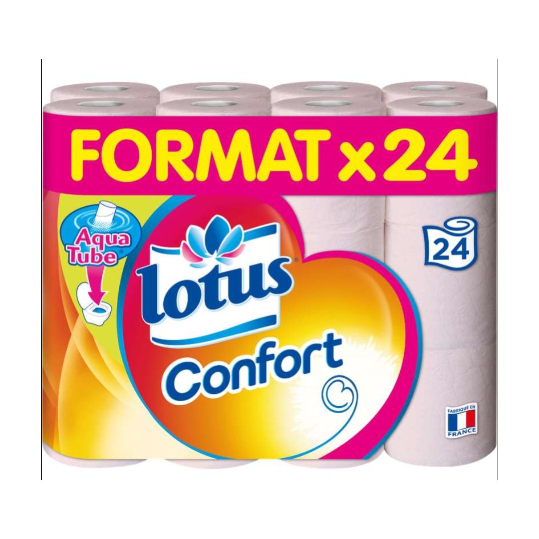 PAPIER TOILETTE LOTUS CONFORT ROSE X24