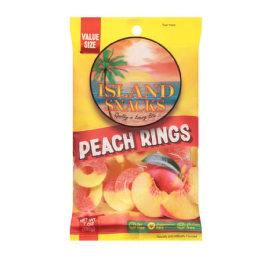 ISLAND SNACKS VALUE SIZE PEACH RINGS 7OZ / 6