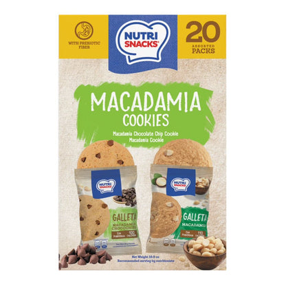 Nutrisnacks Galletas Macadamia Variety Pack Cookies, 20 pk