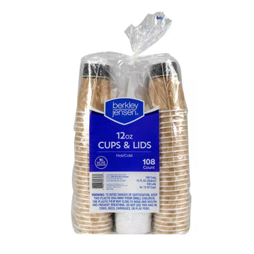 B&J CUPS HOT & COLD W/LIDS  108CT