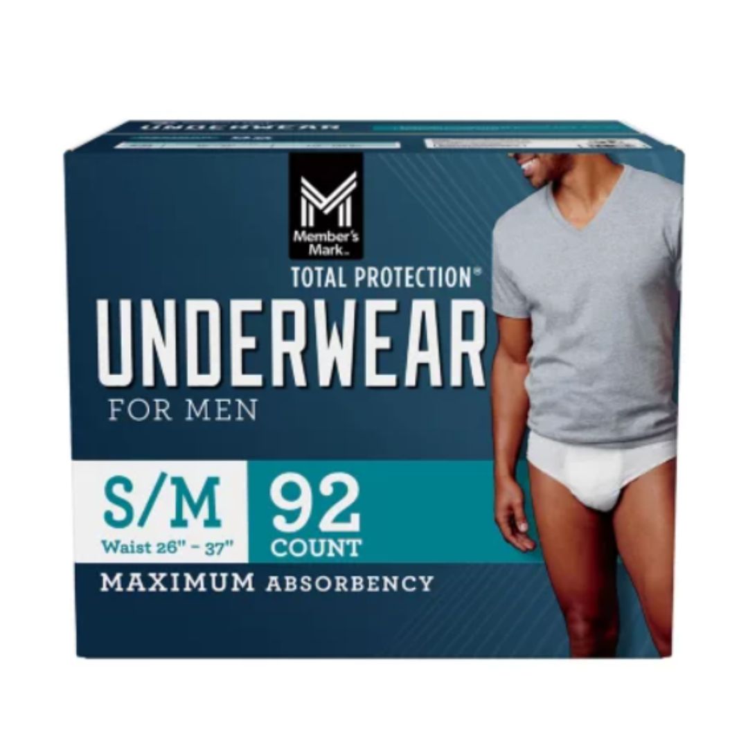 Member's Mark Total Protection Incontinence Underwear for Men S/M, 92 ct