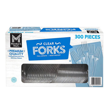 Member's Mark Clear Plastic Forks, Heavyweight 300 ct