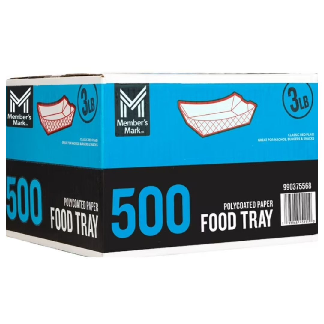Members Mark Heavy Duty Paper Food Trays, 3lbs., 500ct
