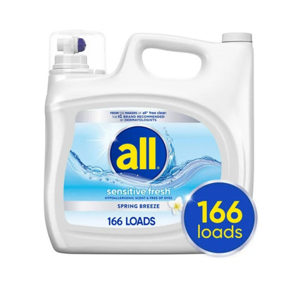 all Sensitive Fresh Liquid Laundry Detergent, Spring Breeze, 166 loads, 250 fl. oz.