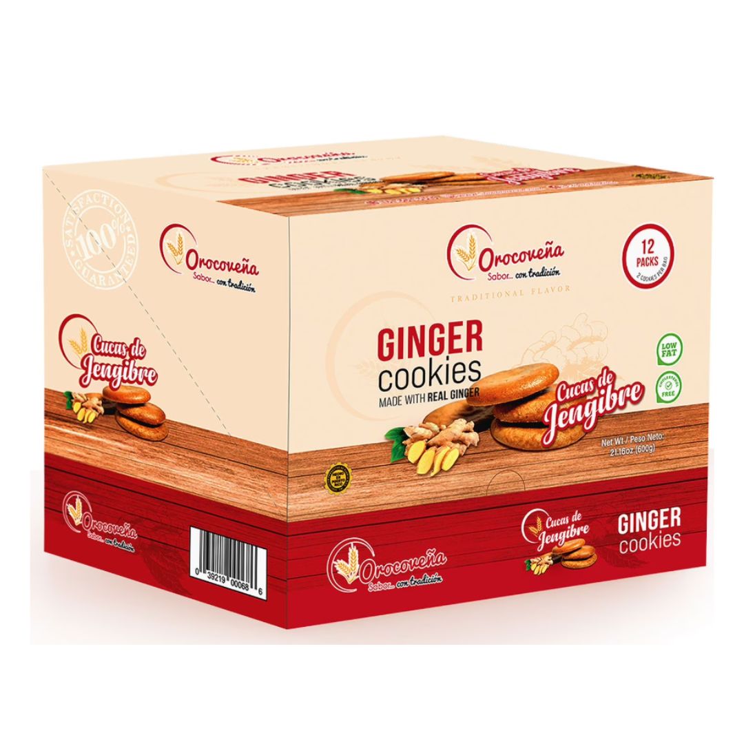 La Orocovena Ginger Cucas Jengibre 1.76 oz., 12 pk.