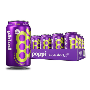 Poppi Grape Prebiotic Soda 12 oz Can Pack