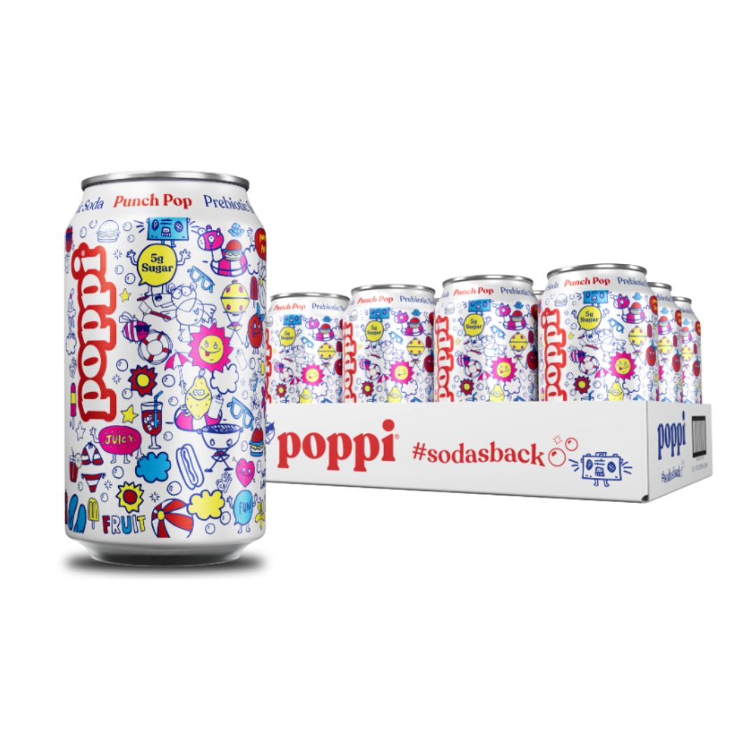 Poppi Prebiotic Soda, Punch Pop, 12oz (Pack of 12)