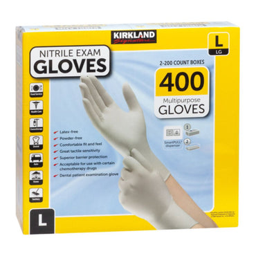Kirkland Signature Nitrile Exam Gloves, 400-count, Size Large
