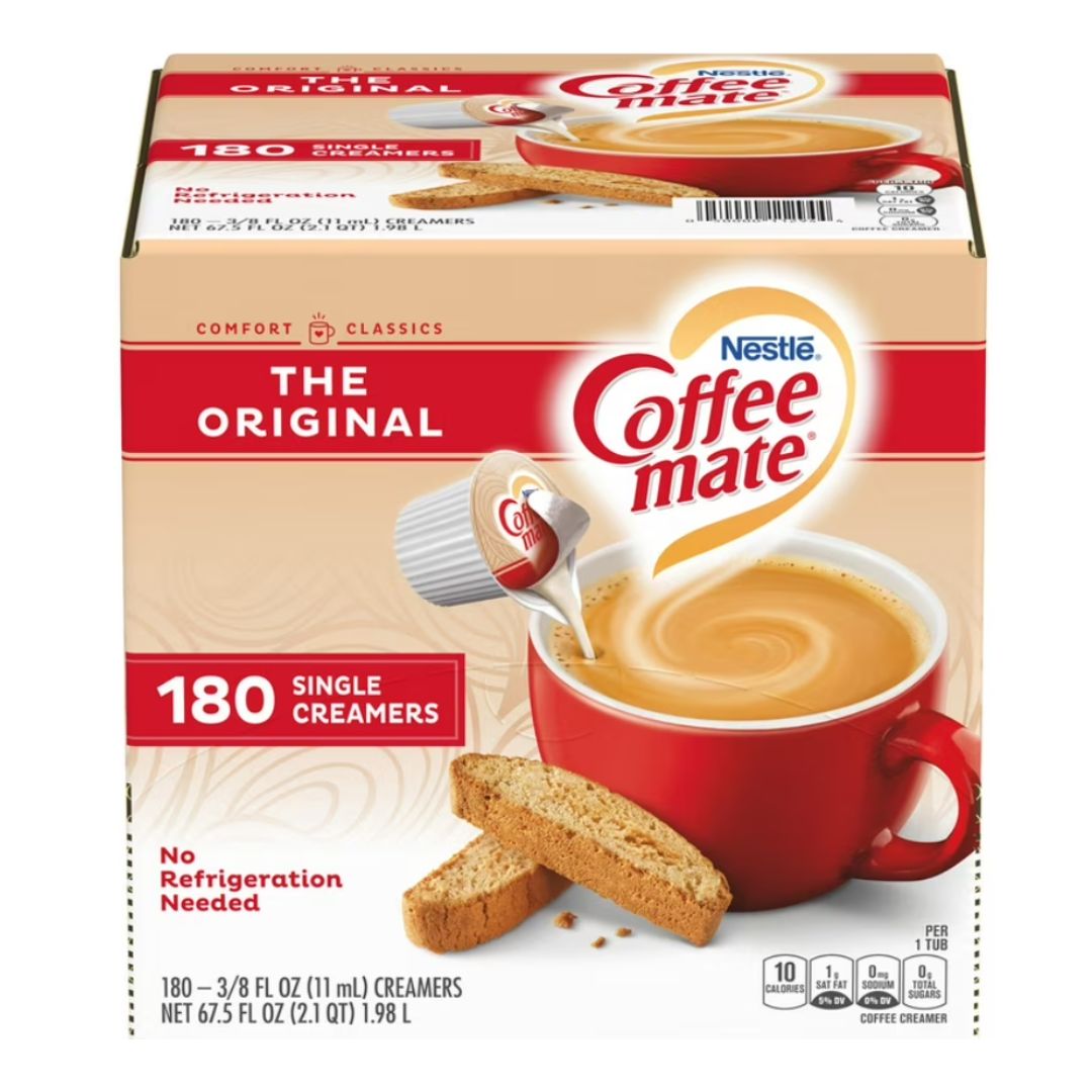 Nestle Coffee-mate Liquid Creamer Singles, Original 180 ct, Shelf-Stable Creamer