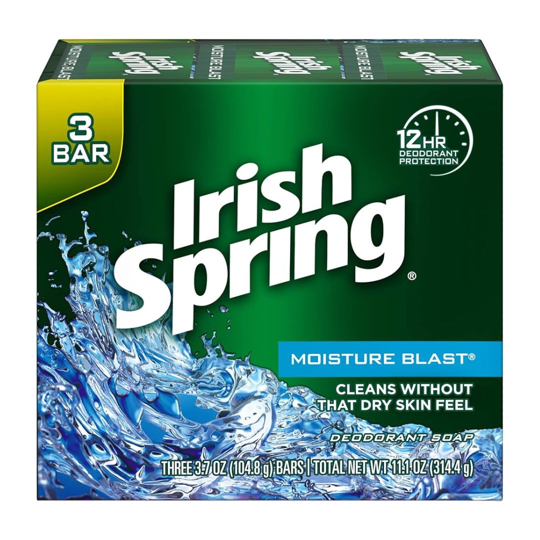 Irish Spring Deodorant Soap, Moisture Blast, 3.7 Ounce (Pack of 3) /18
