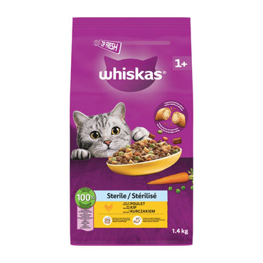 Whiskas 1+ Sterile Cat Dry Food Chicken  1.4kg / 6