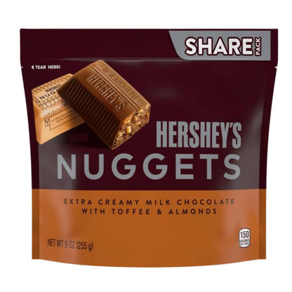 Hershey's NUGGETS CREAMY MILK CHOCOLATE TOFFEE ALMOND 9 OZ
