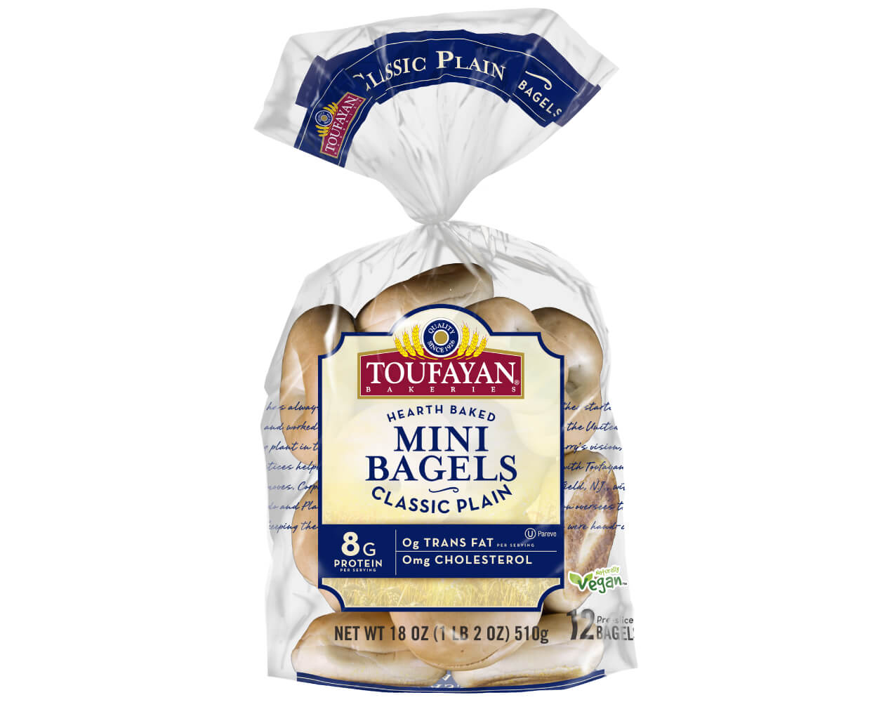 TOUFAYAN BAGELS PLAIN 2OZ / 12
