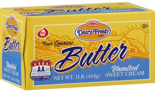 DAIRY FRESH BUTTER UNSALTED QUARTERS 18/1LB
