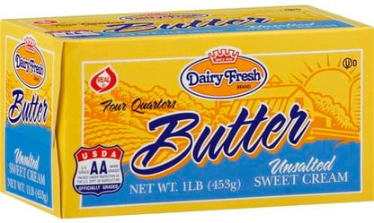 DAIRY FRESH BUTTER UNSALTED QUARTERS 18/1LB