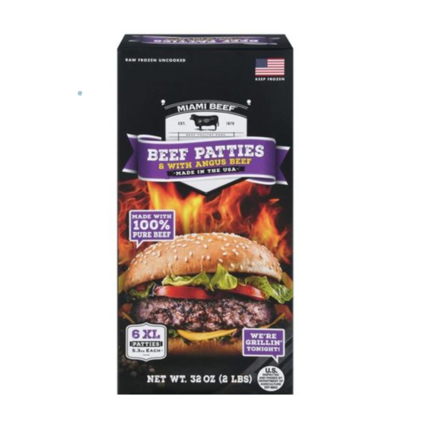 MIAMI BEEF ANGUS BEEF PATTIE 5.3OZ/ 5LB/ 8 PATTIES