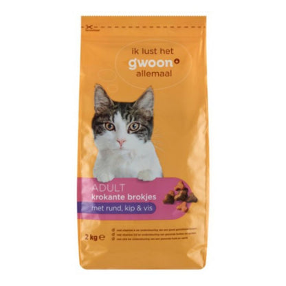 G'WOON KAT KROKANTJES VLEES VIS 2KG / 6