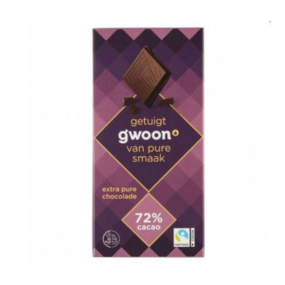 G'woon Chocolate Bar Extra Dark 72% Cacao 100GR / 20