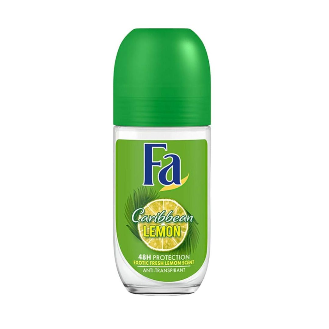 6 x Fa roll-on deodorant for women "Caribbean Lemon" - 50 ml - glass bottle