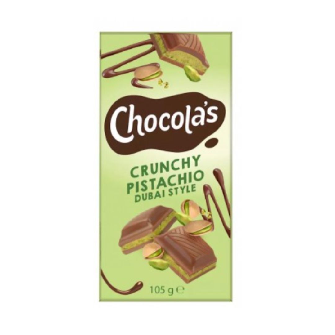 Hamlet Chocolade Tablet Crunchy Pistachio (Melk + Dubai Style Vulling) 30 x 105 Gr