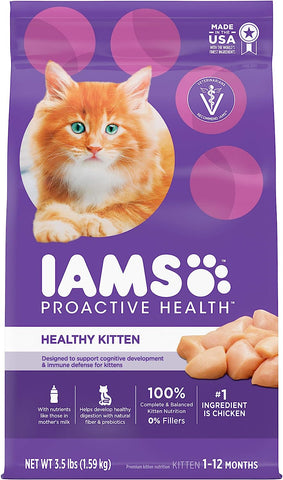 IAMS PROACTIVE HEALTH Healthy Kitten Dry Cat Food with Chicken Cat Kibble, 3.5 lb. Bag /4