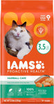 IAMS PROACTIVE HEALTH Adult Hairball Care Dry Cat Food with Chicken and Salmon Cat Kibble, 3.5 lb. Bag / 4