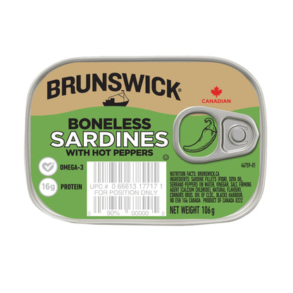 Brunswick Boneless Sardines with Hot Peppers - 106g