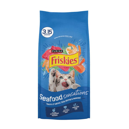 Purina Friskies Dry Cat Food, Seafood Sensations - 3.15 Pound Bag