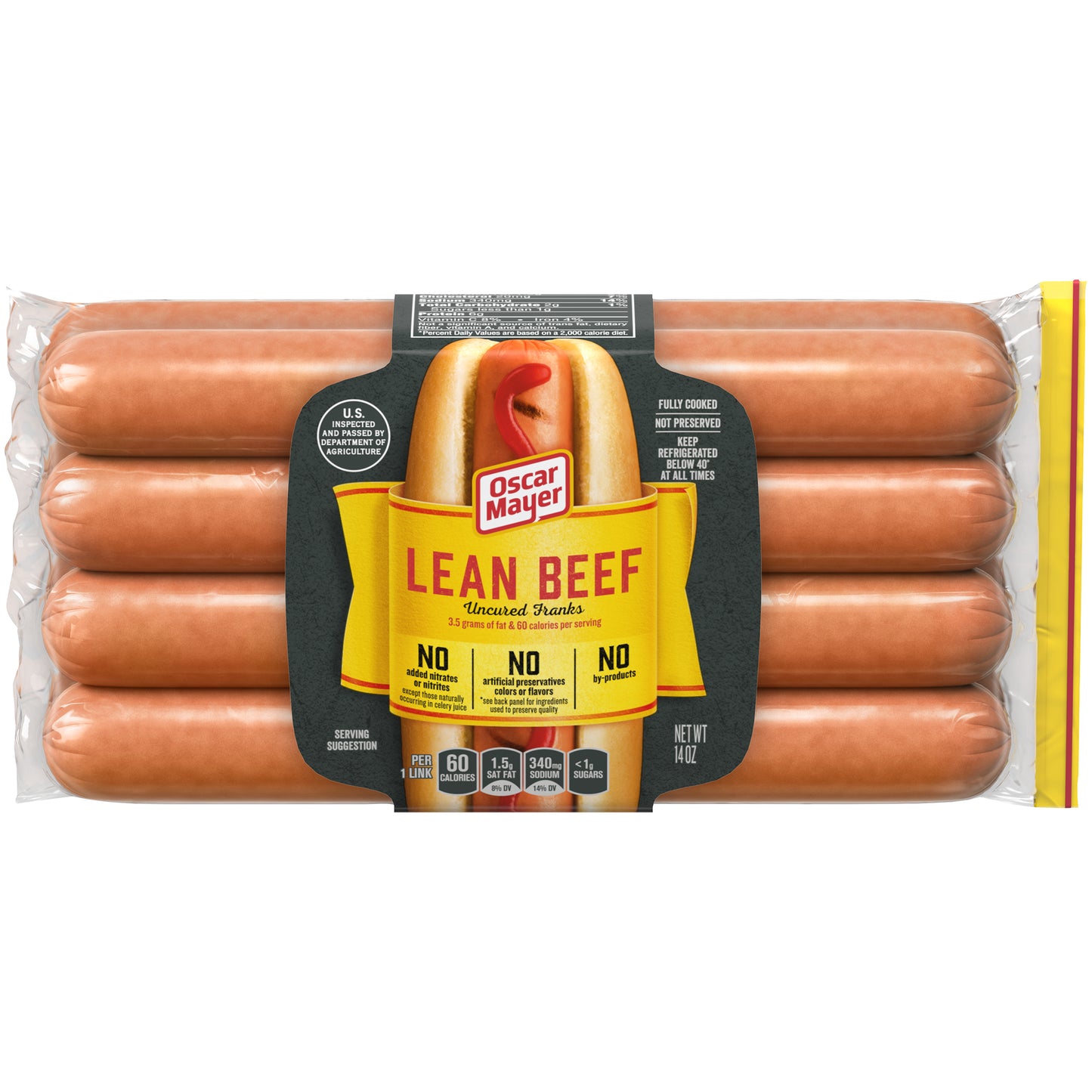 Oscar Mayer Beef Franks, Uncured, Original, Lean 14 Oz
