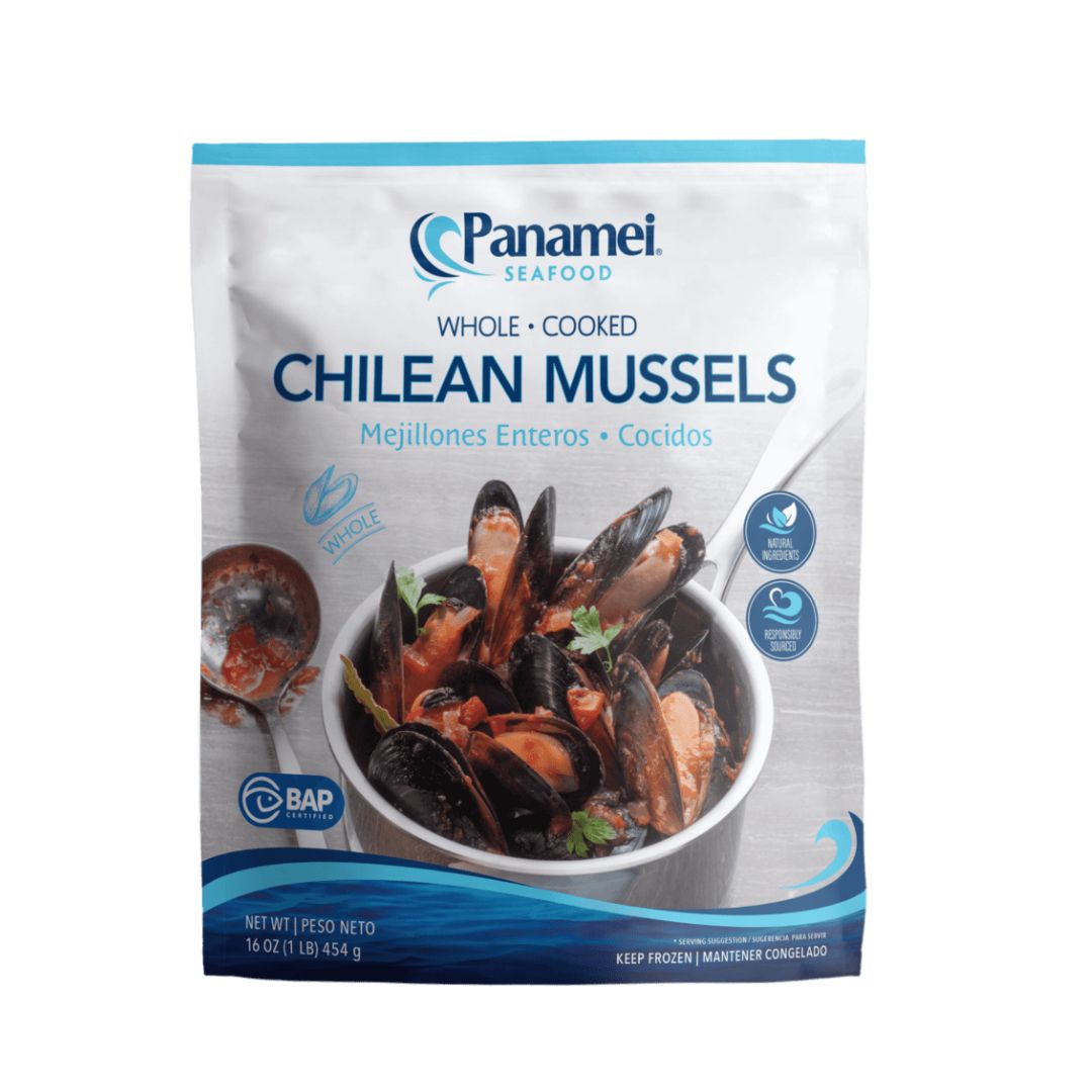PANAMEI MUSSEL BLACK WHOLE COOKED  1 LB / 10