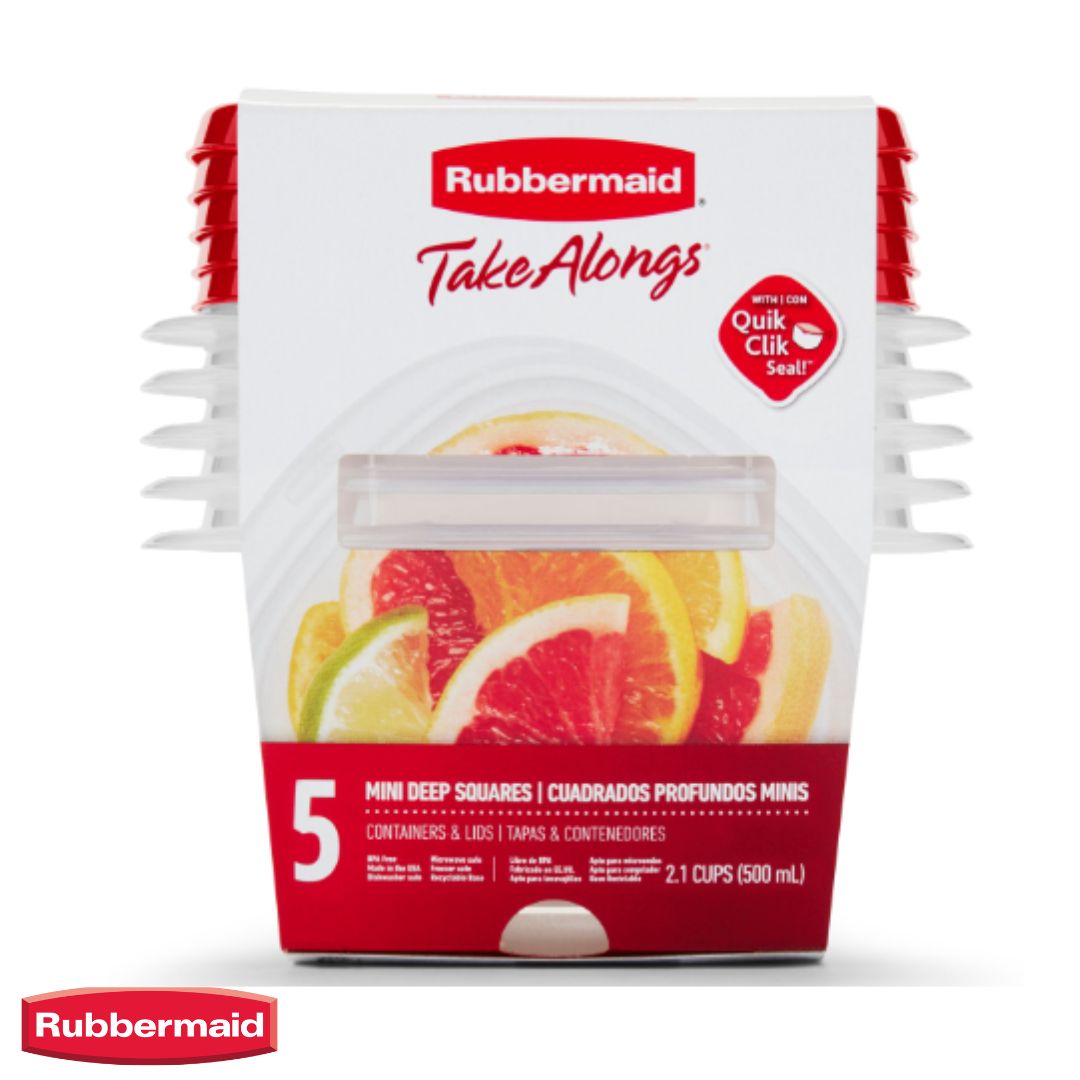 RUBBERMAID TakeAlongs® Small Square Food Storage Containers 2.1 / 491 ML / RUBY 5PK&nbsp;