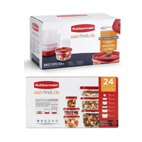 Rubbermaid Vented Easy Find Lid Food Storage Containers, 24-Piece Set, Racer Red