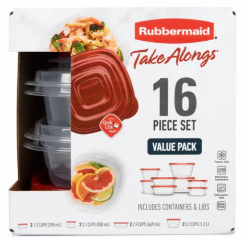 Rubbermaid® Take Alongs Food Storage Container Set - Clear/Ruby, 16 pc