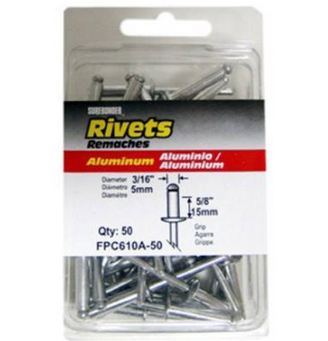 LONG ALUMINIUM RIVETS 50PK