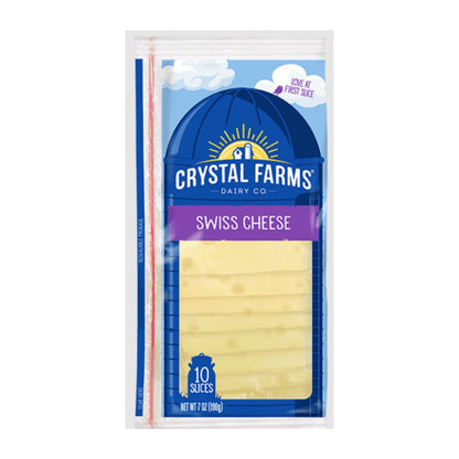 CRYSTAL FARMS SWISS SHINGLED 10-SLICES 7OZ / 12
