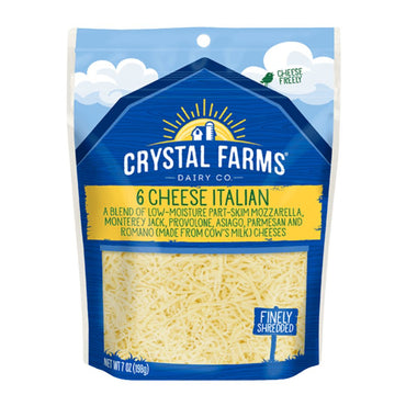 CRYSTAL FARMS FINELY SHRED 6 CHEESE ITALIAN 7OZ / 12