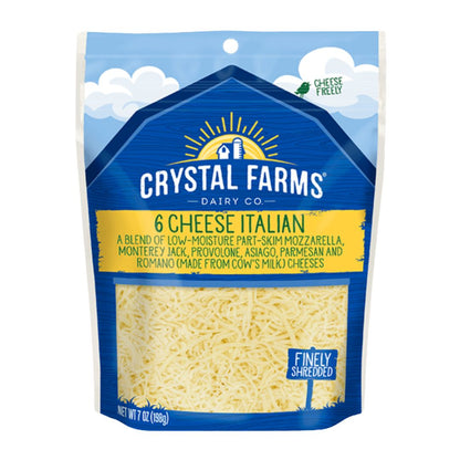 CRYSTAL FARMS FINELY SHRED 6 CHEESE ITALIAN 7OZ / 12